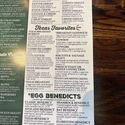 The Texas Cafe - Breakfast menu