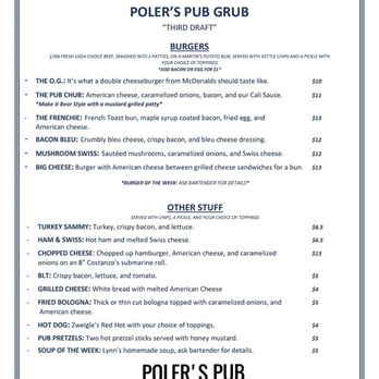 Poler’s Pub - the menu for poler's pub - Pubs Near Me - Medina, New York