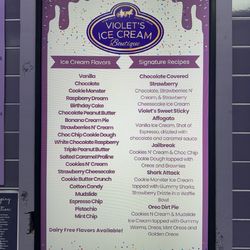 Violet's Ice Cream - Flavors. Also recommended combos
