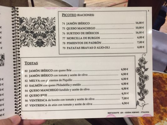 Menu photo 2 Bar Lex Madrid, M Menu photo 2 Bar Lex Madrid, M