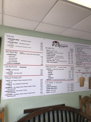 Menu photo 6 El Parasol Santa Fe, NM