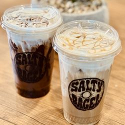 Salty Bagel - Banana Foster Iced Latte and Iced Peppermint Mocha Cold Brew