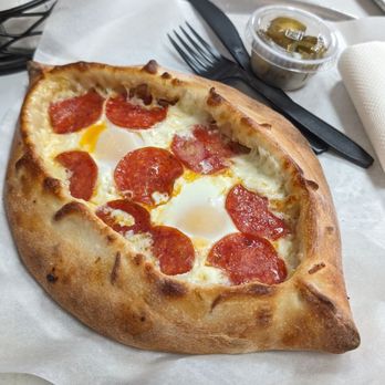 Prego Pizzeria - Adjarian khachapuri with pepperoni - Pizza Near Me - Los Angeles, California