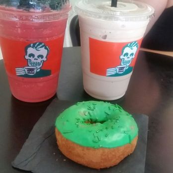 Rad Coffee - Upland - Dracula frappe, vanilla mocha and strawberry donut. - Coffee & Tea Near Me - Upland, California