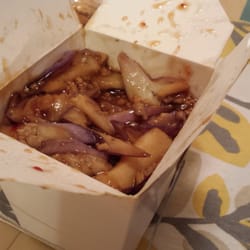 Szechuan Village - Eggplant with spicy garlic sauce.