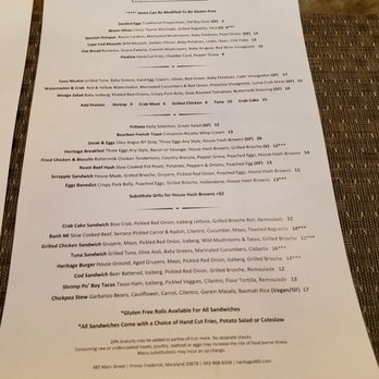 Heritage 485 - Menu - Mediterranean Near Me - Prince Frederick, Maryland