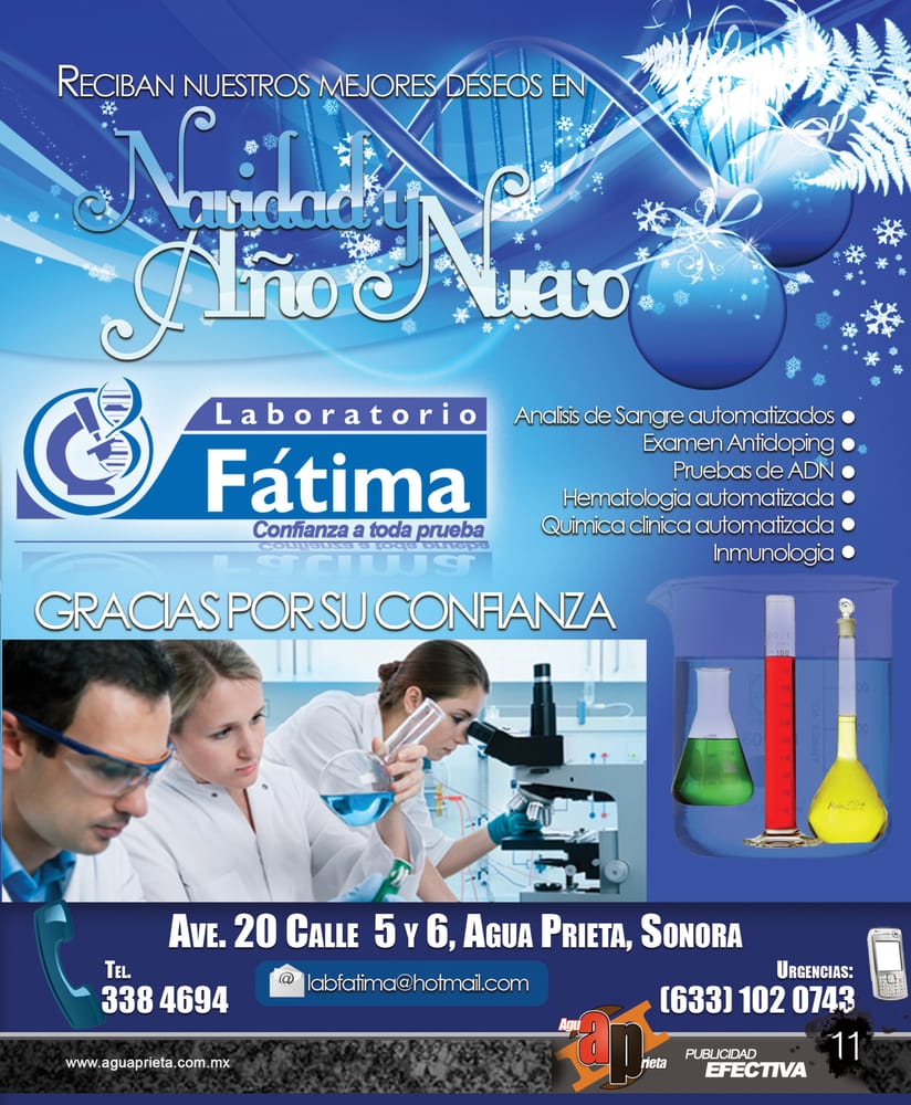 LABORATORIO FÁTIMA Laboratory Testing Av 20 de Noviembre 1998 A