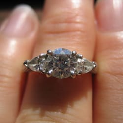 Raffie Jewelers - Ring project BEFORE. I had a three stone diamond ring in an engraved platinum setting.