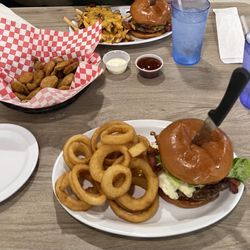 All American Family Grill - Burgers, onion rings, fried pickles, and loaded fries.