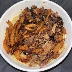 Arby's - Chopped brisket on a thin bed of Mack and cheese
