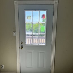 New steel door and threshold. New steel door and threshold.