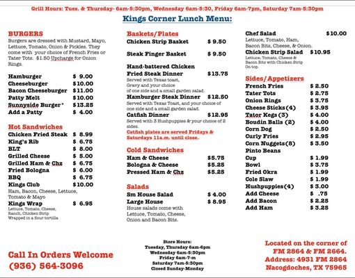 Menu photo 3 Kings Corner Nacogdoches, TX Menu photo 3 Kings Corner Nacogdoches, TX