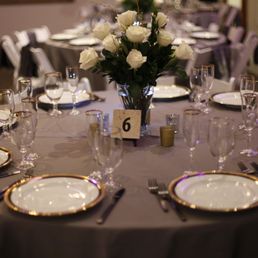 Gorgeous dinner table settings at our recent wedding at Point Gallery. Linens, plates and flatware rented at CO Party Rentals. Gorgeous dinner table settings at our recent wedding at Point Gallery. Linens, plates and flatware rented at CO Party Rentals.