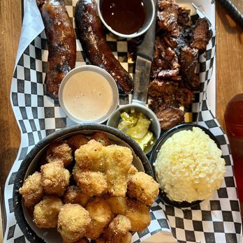 Bar 3 BBQ - Burnt Ends, Brats, Fries Okra, Pickles, Cheese Grits - Barbeque Near Me - Belgrade, Montana