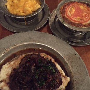 Katz's - Chopped steak, bed of mashed potatoes, creamed spinach, mac n cheese - Delis Near Me - Houston, Texas