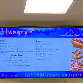 Avalanche Bay Indoor Water Park - Snack bar prices. - Water Parks Near Me - Boyne Falls, Michigan Avalanche Bay Indoor Water Park - Snack bar prices. - Water Parks Near Me - Boyne Falls, Michigan