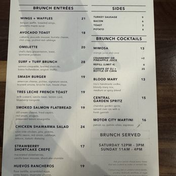 Central Kitchen + Bar - Brunch Menu - Gastropubs Near Me - Detroit, Michigan