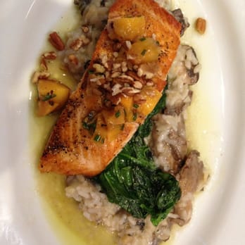 HogsHead Kitchen and Wine Bar - Salmon w mushroom / truffle risotto - heavenly! - New American Near Me - Hilton Head, South Carolina HogsHead Kitchen and Wine Bar - Salmon w mushroom / truffle risotto - heavenly! - New American Near Me - Hilton Head, South Carolina