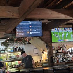 Downtown City Tavern - Draft & canned beers on the screen with sports.