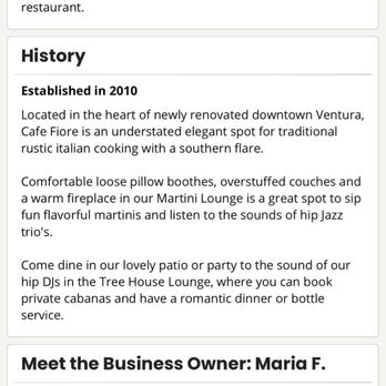 Cafe Fiore - Owner info - Italian Near Me - Ventura, California