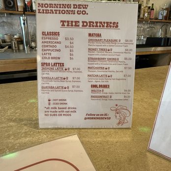 Morning Dew - Menu 9/2025 - Coffee & Tea Near Me - San Diego, California Morning Dew - Menu 9/2025 - Coffee & Tea Near Me - San Diego, California