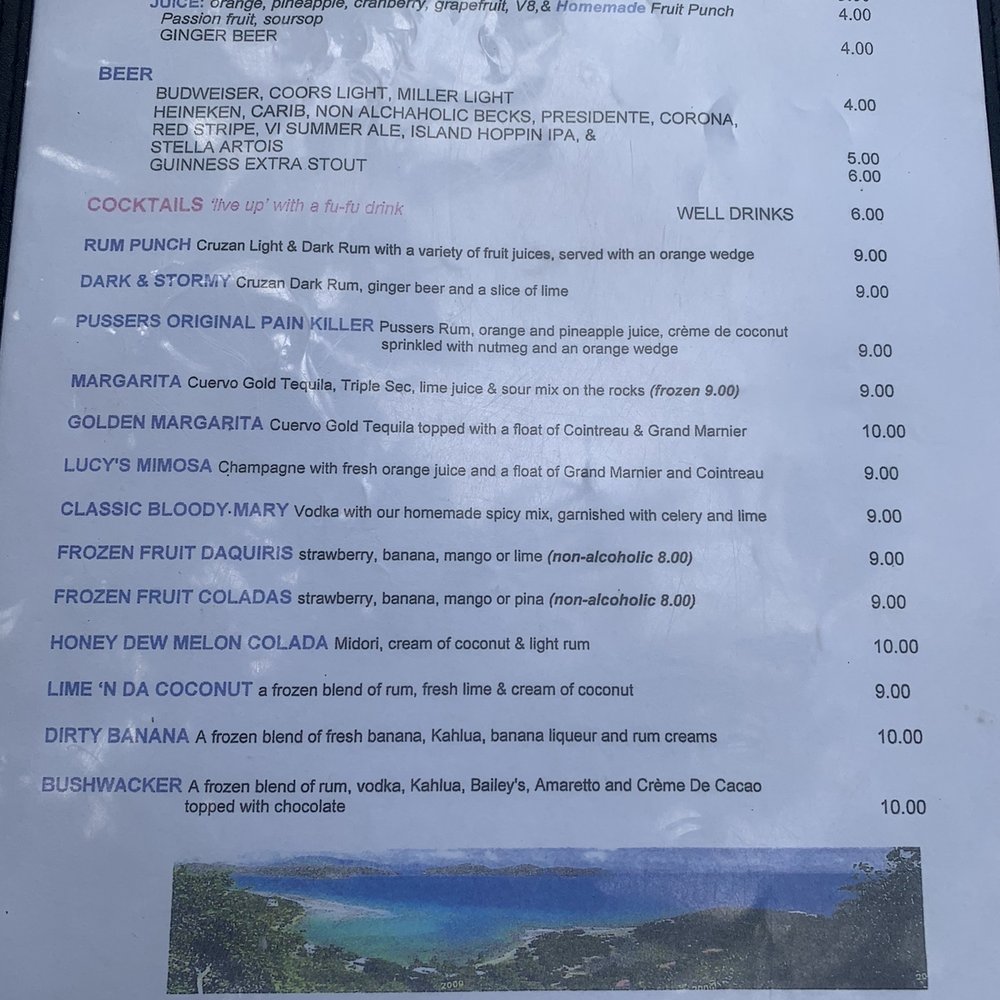 Miss Lucy's Restaurant - Lunch Menu - Caribbean Near Me - St. John, Virgin Islands