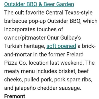 Outsider BBQ & Beer Garden - Screenshot of e-newsletter from The Stranger (2/15/25). - Barbeque Near Me - Seattle, Washington Outsider BBQ & Beer Garden - Screenshot of e-newsletter from The Stranger (2/15/25). - Barbeque Near Me - Seattle, Washington