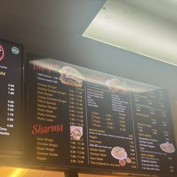 Menu with prices