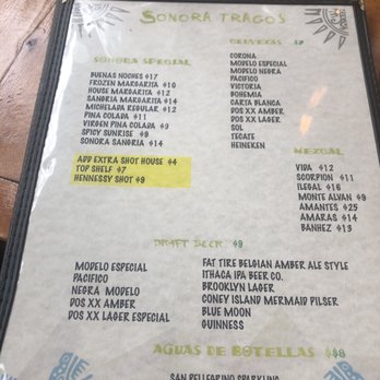 Sonora - Drink menu - Bars Near Me - Brooklyn, New York Sonora - Drink menu - Bars Near Me - Brooklyn, New York