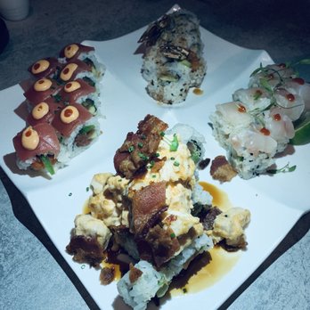 Sushi Pop - Hot Mess (center; LOVE IT!), Ceviche, Coconut shrimp (not on the menu), and Red Hot? - Sushi Bars Near Me - Oviedo, Florida Sushi Pop - Hot Mess (center; LOVE IT!), Ceviche, Coconut shrimp (not on the menu), and Red Hot? - Sushi Bars Near Me - Oviedo, Florida