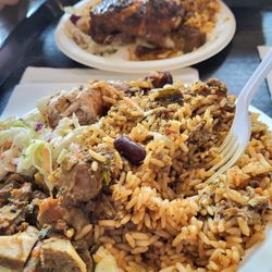 Aneal's Taste of the Islands - Curried goat in front, jerk chicken in back