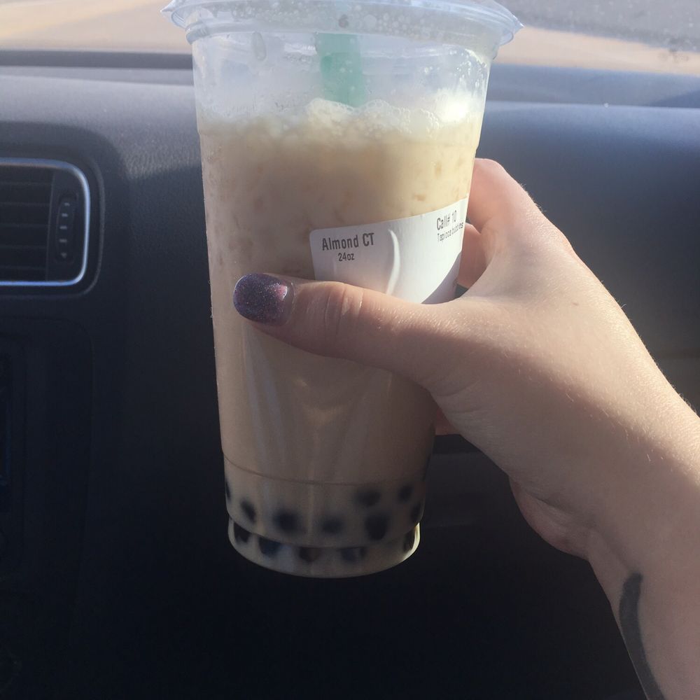 Happy's Shaved Ice, Bubble Tea and Smoothies - 24 Oz. Iced Almond Cream Tea with Tapioca bubbles - Shaved Ice Near Me - Lubbock, Texas Happy's Shaved Ice, Bubble Tea and Smoothies - 24 Oz. Iced Almond Cream Tea with Tapioca bubbles - Shaved Ice Near Me - Lubbock, Texas