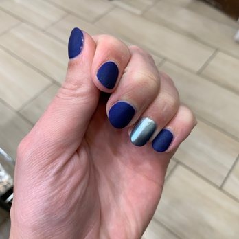IE Nails - Mat shiny blue and chrome nails. My last time doing this it lasted more than 4 weeks! - Nail Salons Near Me - South Pasadena, California