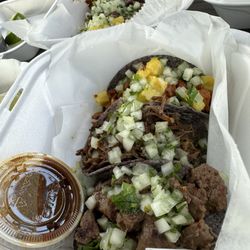 La Toxica Taqueria - Top to bottom: Al pastor, Birria, Carne Asada
