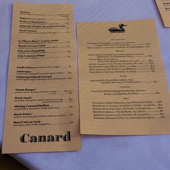 Canard - Menu - Wine Bars Near Me - Portland, Oregon