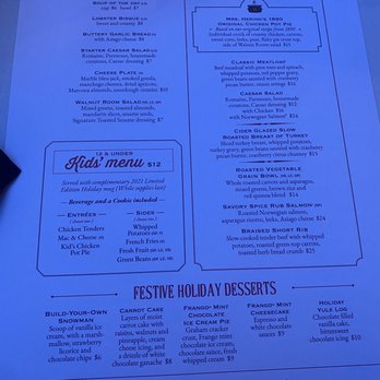 The Marshall Field's Walnut Room - Menu Dec 2021 - American Near Me - Chicago, Illinois