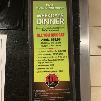 Dada Shabu Shabu Buffet - Weekdays dinner price - Korean Near Me - Irvine, California