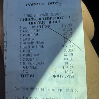Farmer Boys - Lunch for two pushing $50 - Burgers Near Me - Murrieta, California Farmer Boys - Lunch for two pushing $50 - Burgers Near Me - Murrieta, California