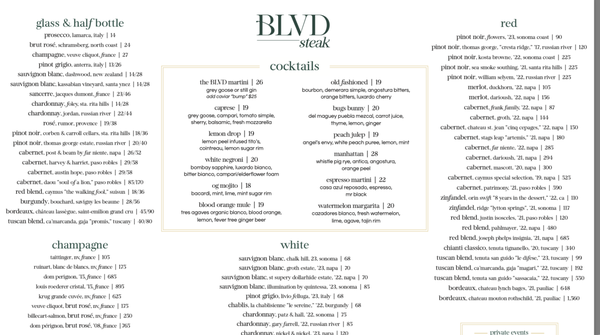 Menu photo 6 BLVD Steak Calabasas, CA Menu photo 6 BLVD Steak Calabasas, CA