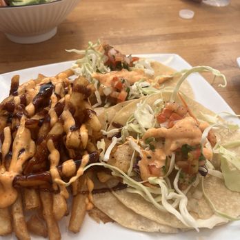 NDMK Fish House - Mahi Mahi fish tacos with NDMK fries - Sushi Bars Near Me - Avalon, California