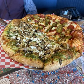 Society Pie - Feta's Betta Medium (14") and Sweet & Spicy half and half - Pizza Near Me - Hillsboro, Oregon Society Pie - Feta's Betta Medium (14") and Sweet & Spicy half and half - Pizza Near Me - Hillsboro, Oregon