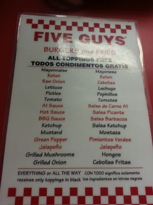Menu photo 1 Five Guys Bear, DE
