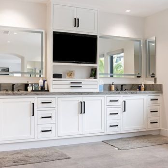 Haynes Cabinet Design - Classic Style Modern Face Frame Bathroom Cabinetry with Inset Shaker Doors, Featuring Premium Baked on Painted Finish and Quartzite CTops - Cabinetry Near Me - Costa Mesa, California Haynes Cabinet Design - Classic Style Modern Face Frame Bathroom Cabinetry with Inset Shaker Doors, Featuring Premium Baked on Painted Finish and Quartzite CTops - Cabinetry Near Me - Costa Mesa, California