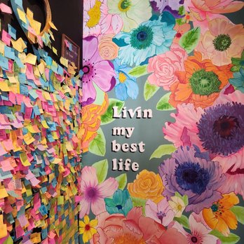 Pressed + Flower - Mural and wall of sticky notes - Coffee & Tea Near Me - Azusa, California Pressed + Flower - Mural and wall of sticky notes - Coffee & Tea Near Me - Azusa, California