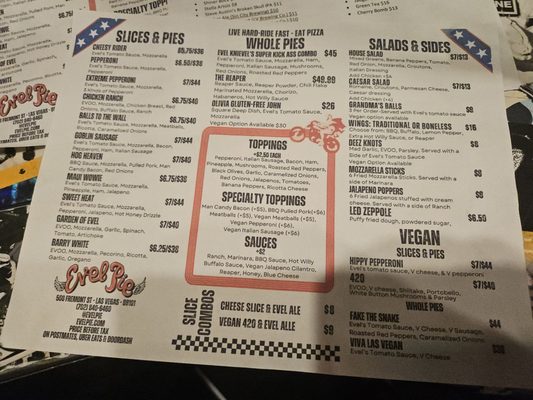 Menu photo 8 Evel Pie Las Vegas, NV