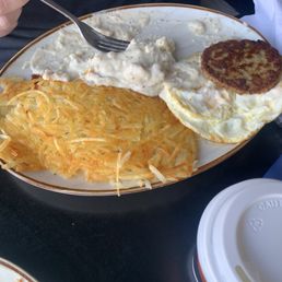 Biscuits and Gravy with hash browns