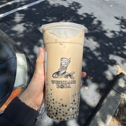 Milk tea with pearls and boba Milk tea with pearls and boba