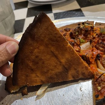 Wise Guys Pizzeria - Burnt. Waited almost an hour for this. - Pizza Near Me - Orange, California