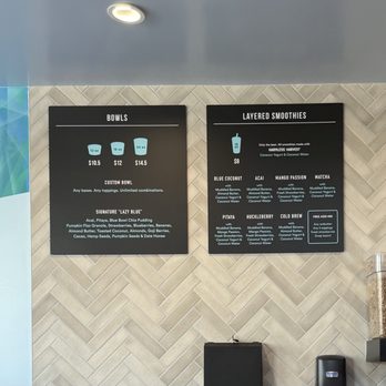 Blue Bowl Superfoods - The menu - super simple - Acai Bowls Near Me - Oceanside, California