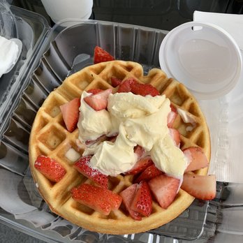 Cordial Coffee - Waffle with strawberries and ice cream - Coffee & Tea Near Me - Berryville, Virginia Cordial Coffee - Waffle with strawberries and ice cream - Coffee & Tea Near Me - Berryville, Virginia